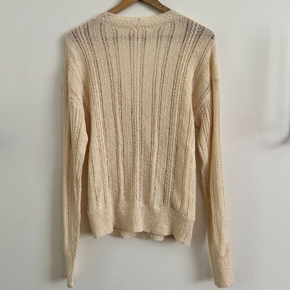 ASTR The Label Open-Knit Cream Lightweight Faux Wrap Sweater - Large - Picture 9 of 9
